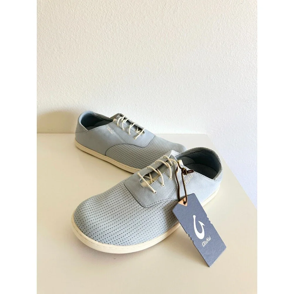 NWT OluKai Nohea Moku Boat Shoes Light Denim Mesh Canvas Sneakers Men's 10.5
